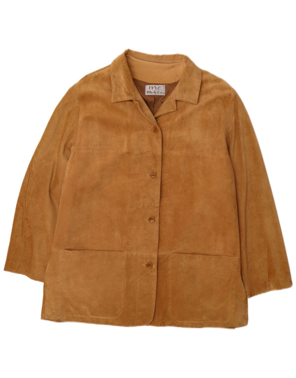 Martin Eden Womens Suede 4 Button Blazer Jacket IT 48 XL Beige Leather