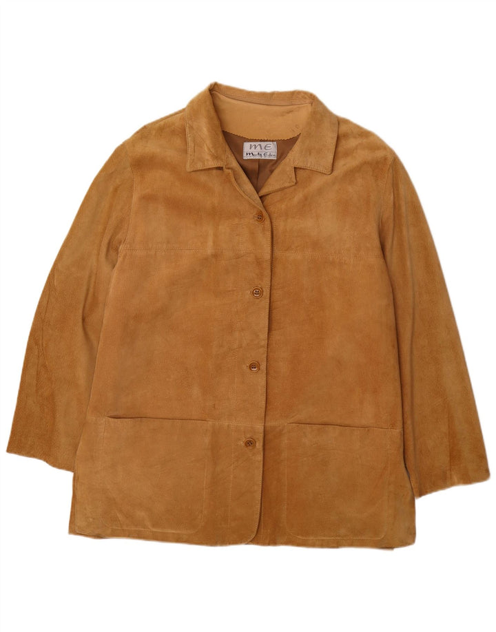 Martin Eden Womens Suede 4 Button Blazer Jacket IT 48 XL Beige Leather