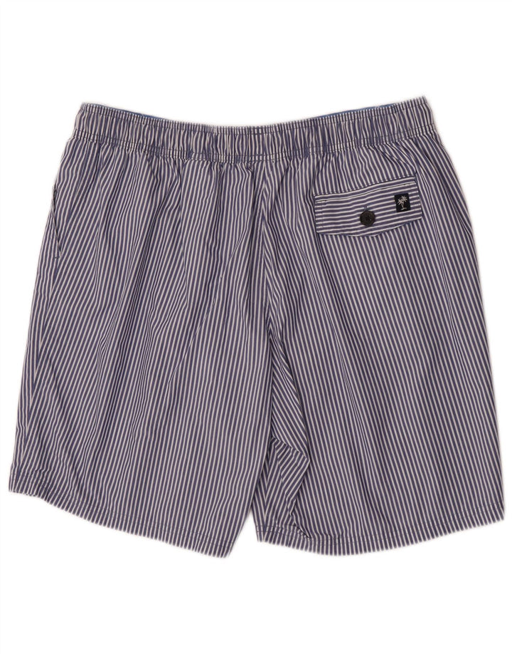 Marks & Spencer Mens Swimming Shorts Large  Blue Pinstripe Cotton