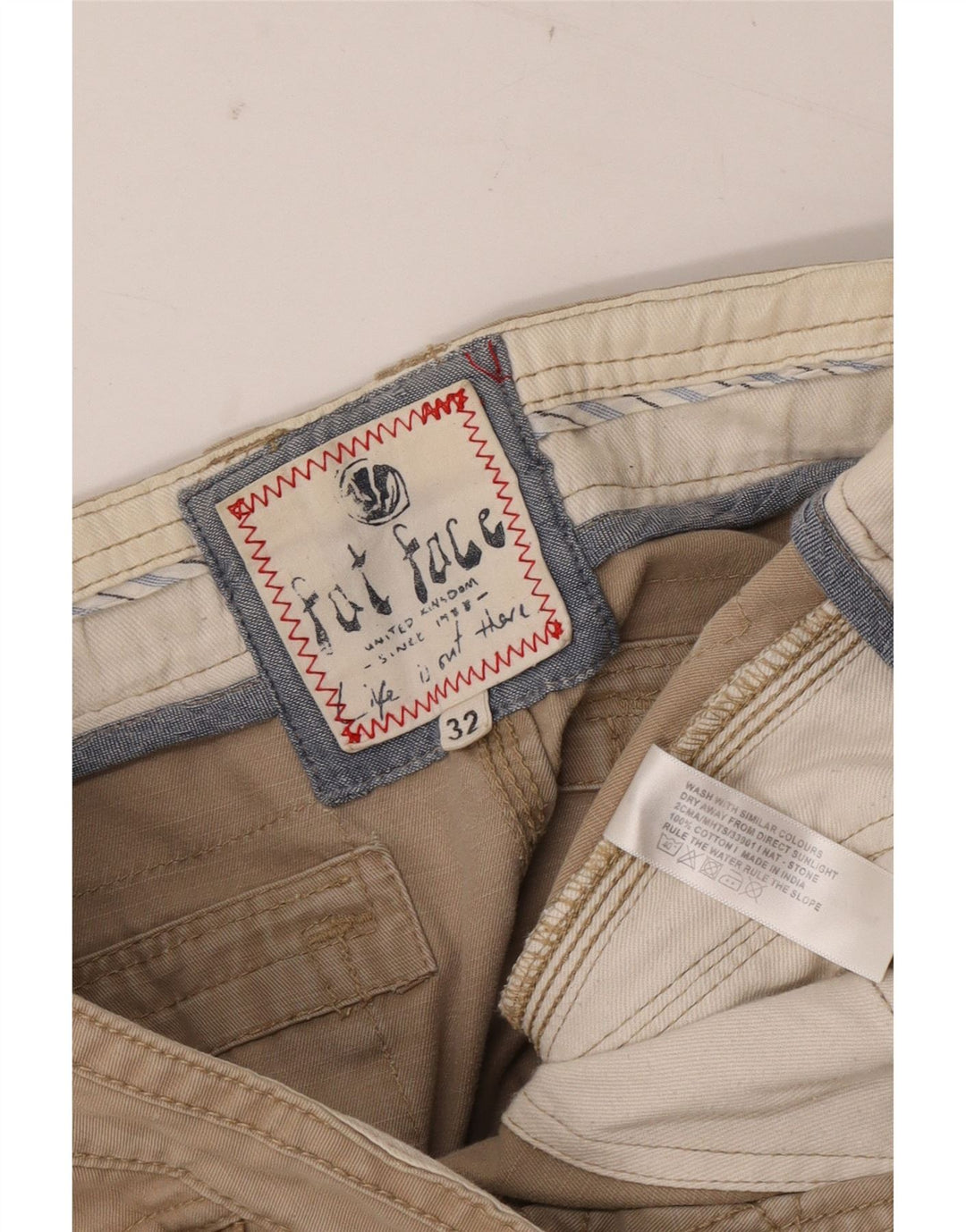 FAT FACE Mens Cargo Shorts W32 Medium Beige Cotton