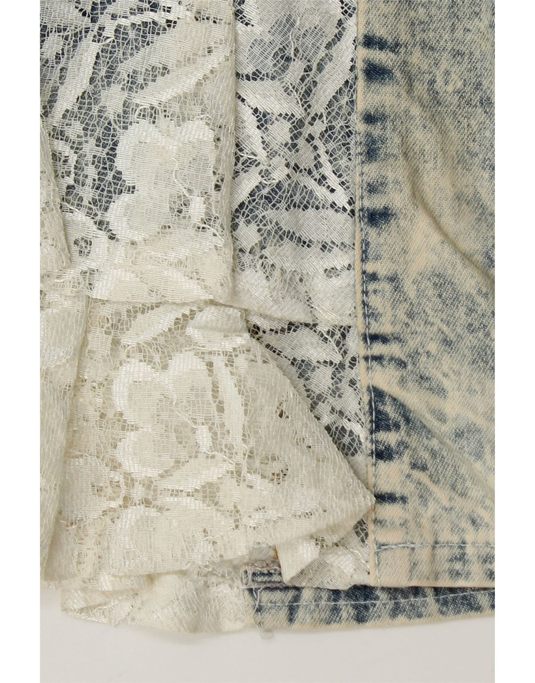 VINTAGE Womens Denim Trumpet Skirt IT 42 Medium W26  Blue Floral