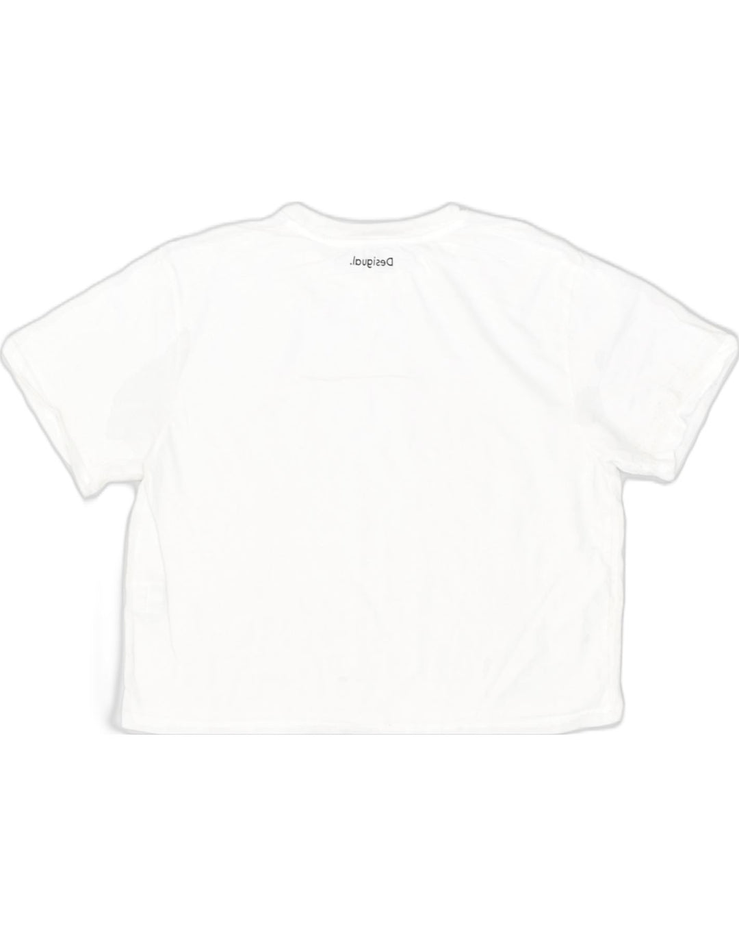 DESIGUAL Womens Crop T-Shirt Top UK 12 Medium White Cotton | Vintage Desigual | Thrift | Second-Hand Desigual | Used Clothing | Messina Hembry 