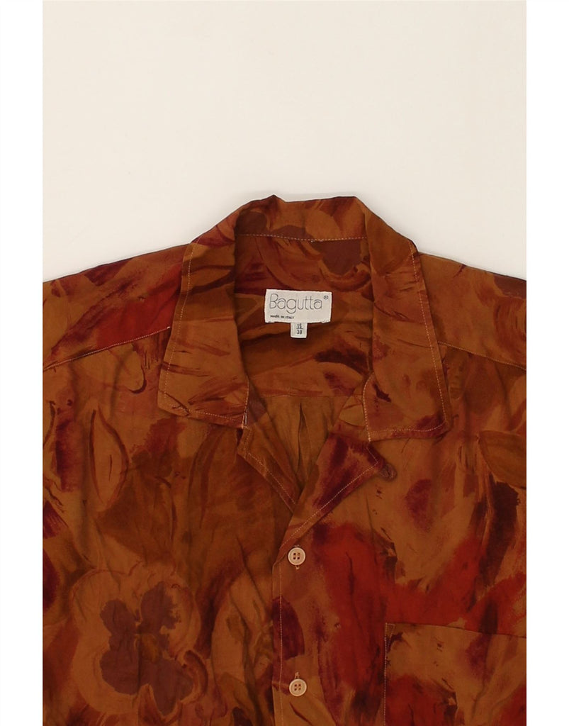 BAGUTTA Mens Short Sleeve Shirt Size 15 38 Medium Brown Floral | Vintage Bagutta | Thrift | Second-Hand Bagutta | Used Clothing | Messina Hembry 