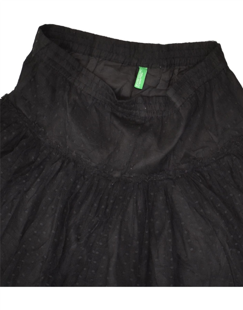 BENETTON Girls Tutu Skirt 6-7 Years Small W26 Black Polka Dot Polyester | Vintage Benetton | Thrift | Second-Hand Benetton | Used Clothing | Messina Hembry 