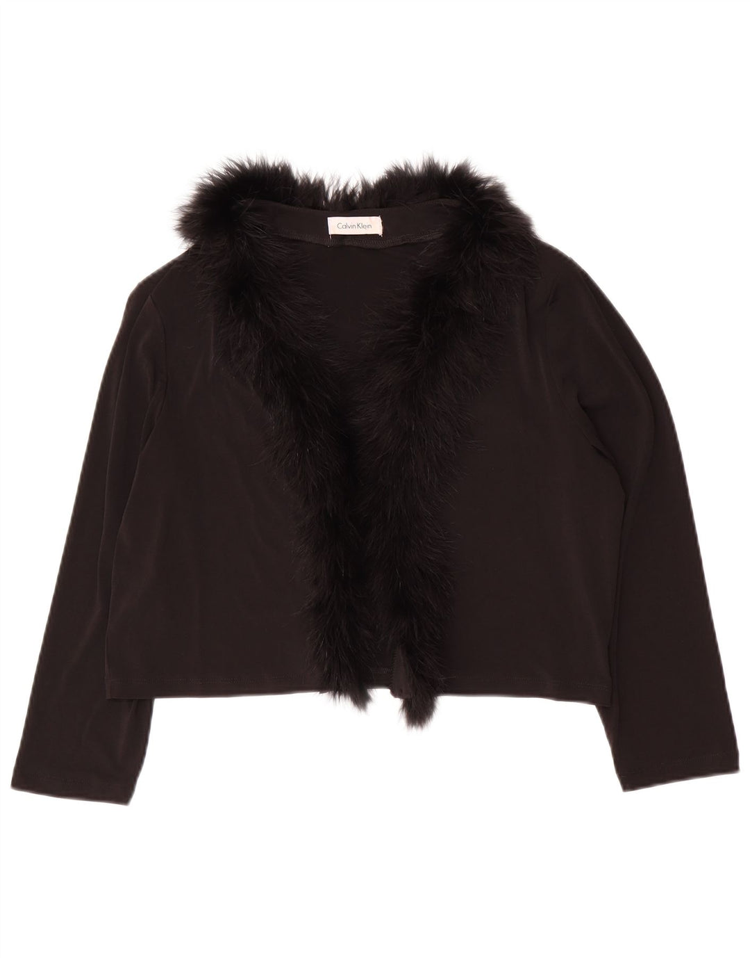 CALVIN KLEIN Womens 3/4 Sleeve Bolero Top UK 14 Large Black Polyester