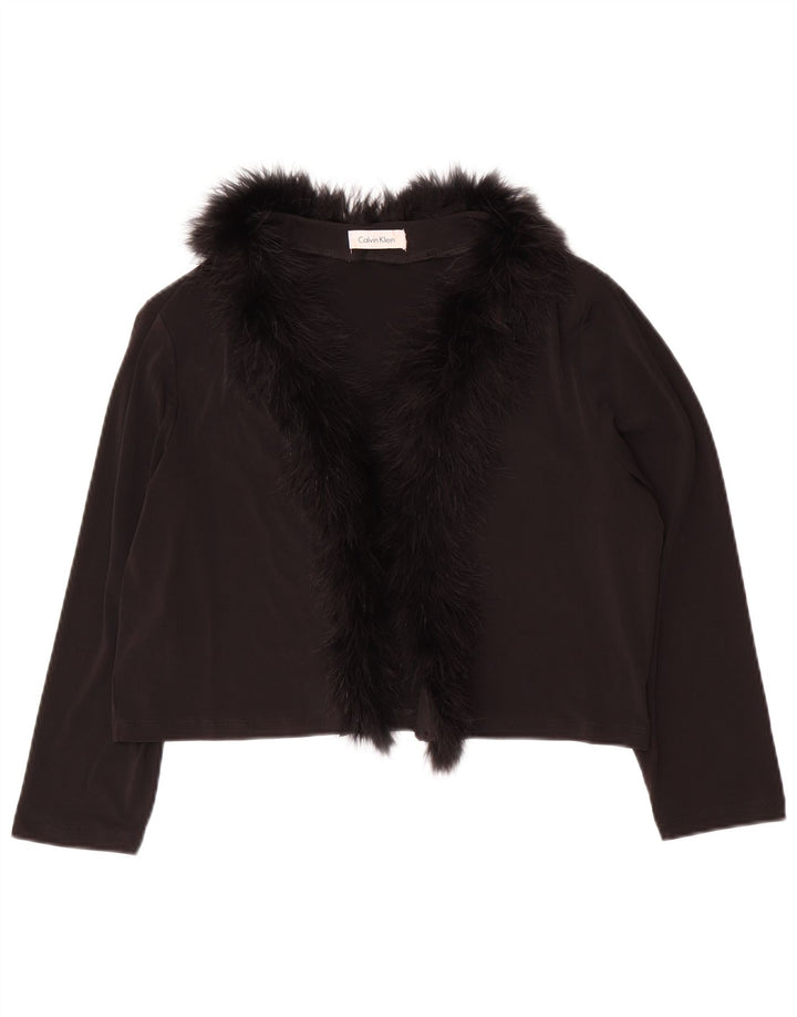 CALVIN KLEIN Womens 3/4 Sleeve Bolero Top UK 14 Large Black Polyester