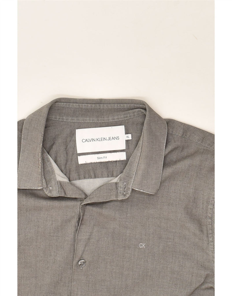 CALVIN KLEIN JEANS Mens Slim Fit Shirt XL Grey Cotton | Vintage Calvin Klein Jeans | Thrift | Second-Hand Calvin Klein Jeans | Used Clothing | Messina Hembry 