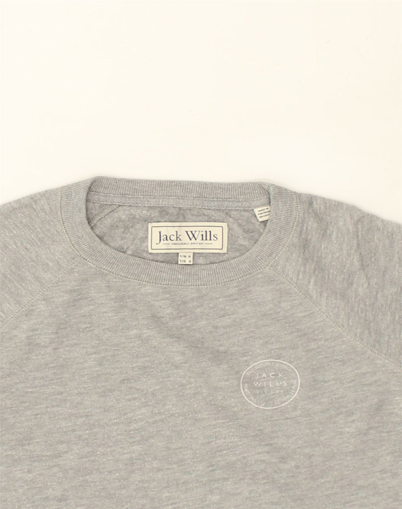 JACK WILLS Womens Sweatshirt Jumper UK 8 Small  Grey Cotton | Vintage Jack Wills | Thrift | Second-Hand Jack Wills | Used Clothing | Messina Hembry 