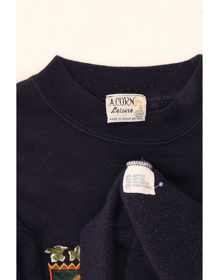 Acorn Womens Graphic Oversized Sweatshirt Jumper UK 10 Small Navy Blue