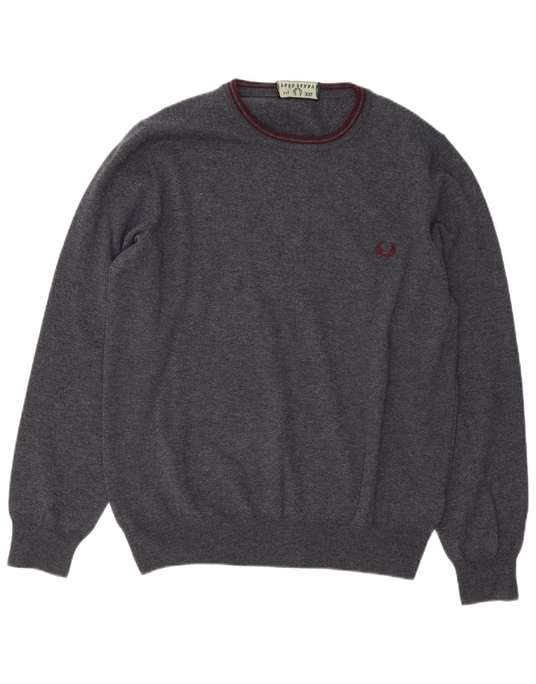Fred Perry Mens Crew Neck Jumper Sweater 2XL Grey Wool