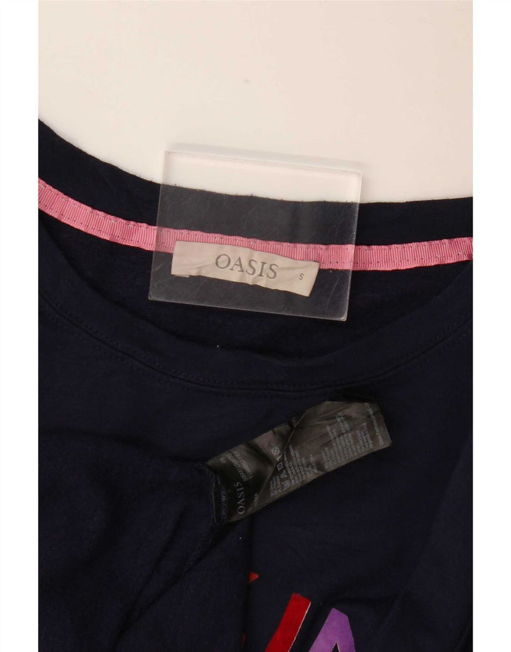 Oasis Womens Graphic Oversized Sweatshirt Jumper UK 10 Small Navy Blue