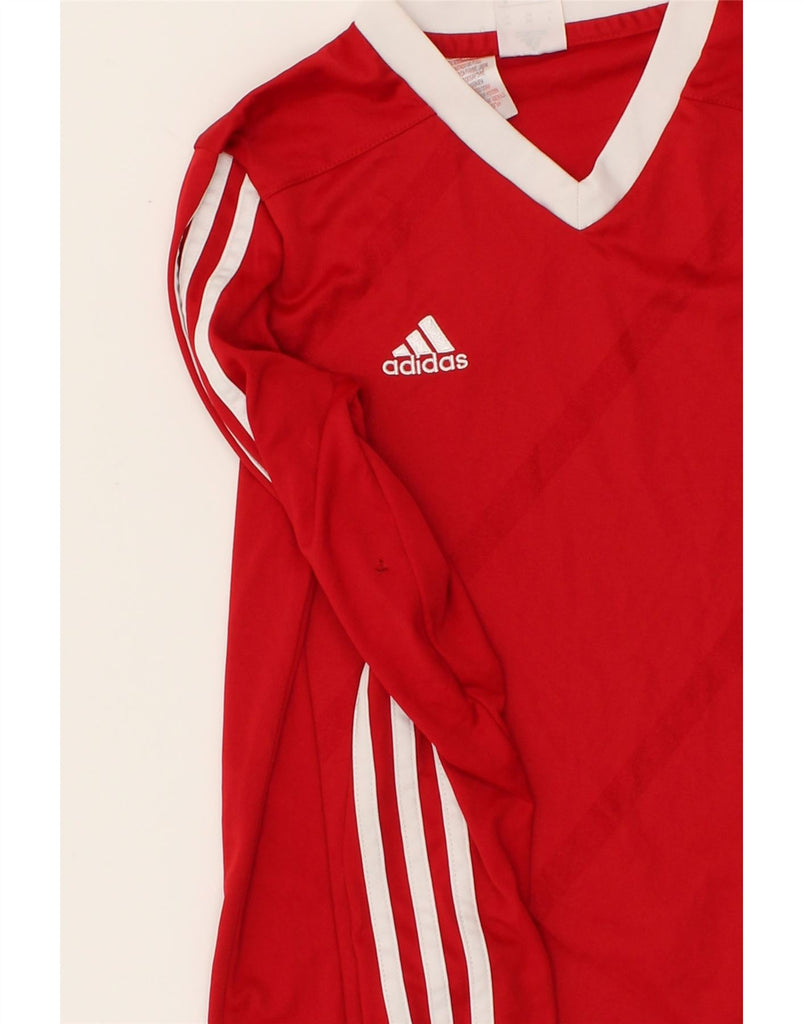 ADIDAS Boys Top Long Sleeve 11-12 Years Large Red Polyester | Vintage Adidas | Thrift | Second-Hand Adidas | Used Clothing | Messina Hembry 