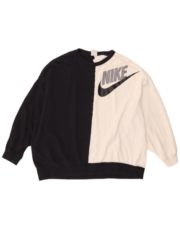 Nike Womens Graphic Sweatshirt Jumper UK 10 Small Black Colourblock