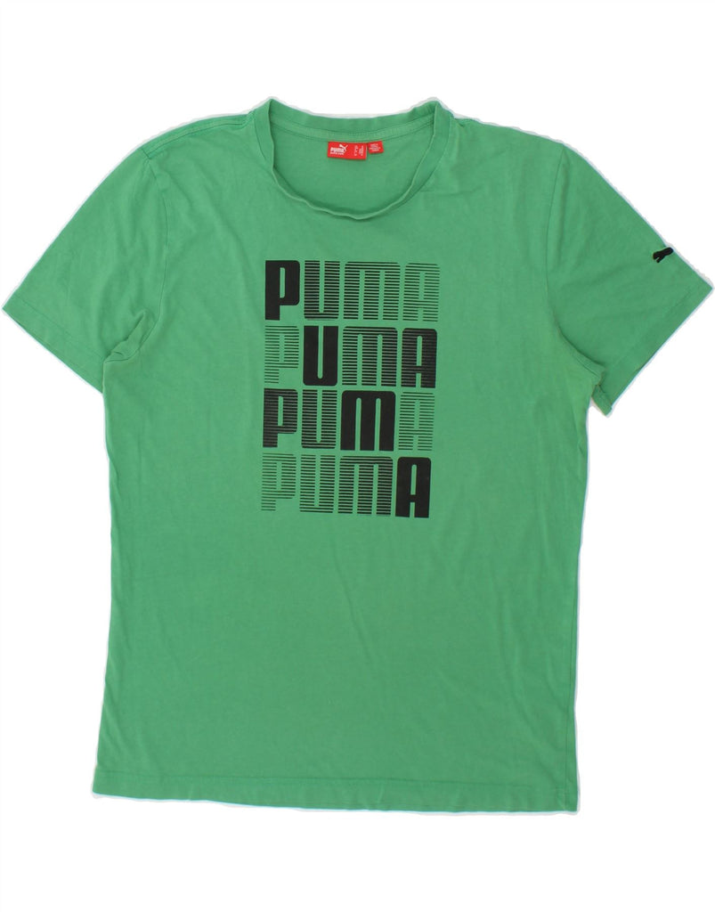 PUMA Mens Graphic T-Shirt Top Medium Green Cotton Vintage Puma and Second-Hand Puma from Messina Hembry 