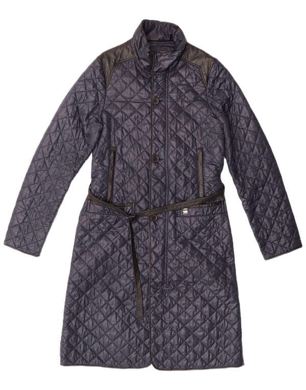 G-Star Womens Quilted Coat UK 14 Medium Navy Blue Polyester