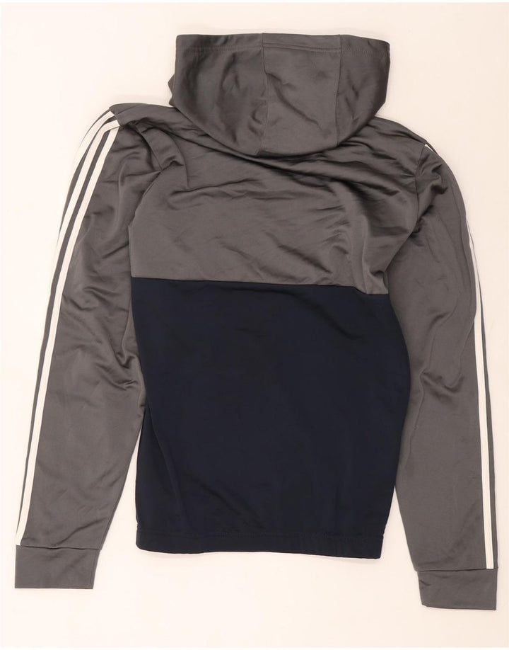 Adidas Mens Hoodie Jumper Small Grey Colourblock Polyester