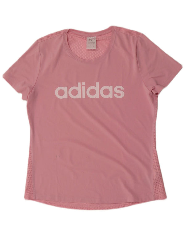 Adidas Womens Graphic T-Shirt Top UK 16/18 Large Pink Polyester