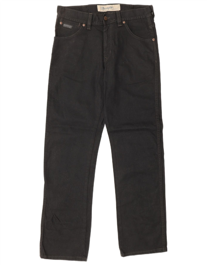 WRANGLER Mens Wesley Straight Jeans W30 L32 Black Cotton