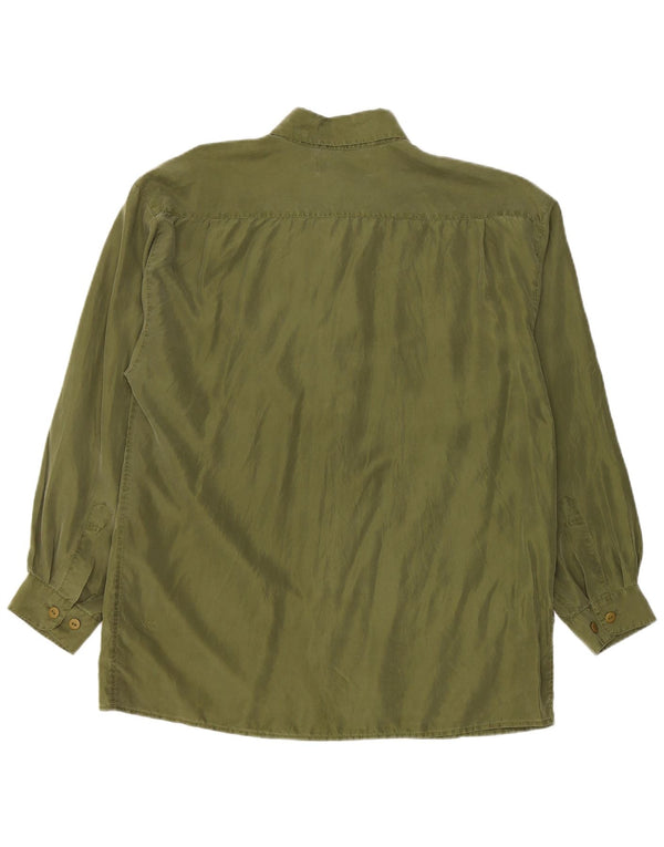 Vintage Mens Shirt Large Green Silk