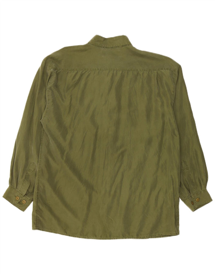 Vintage Mens Shirt Large Green Silk
