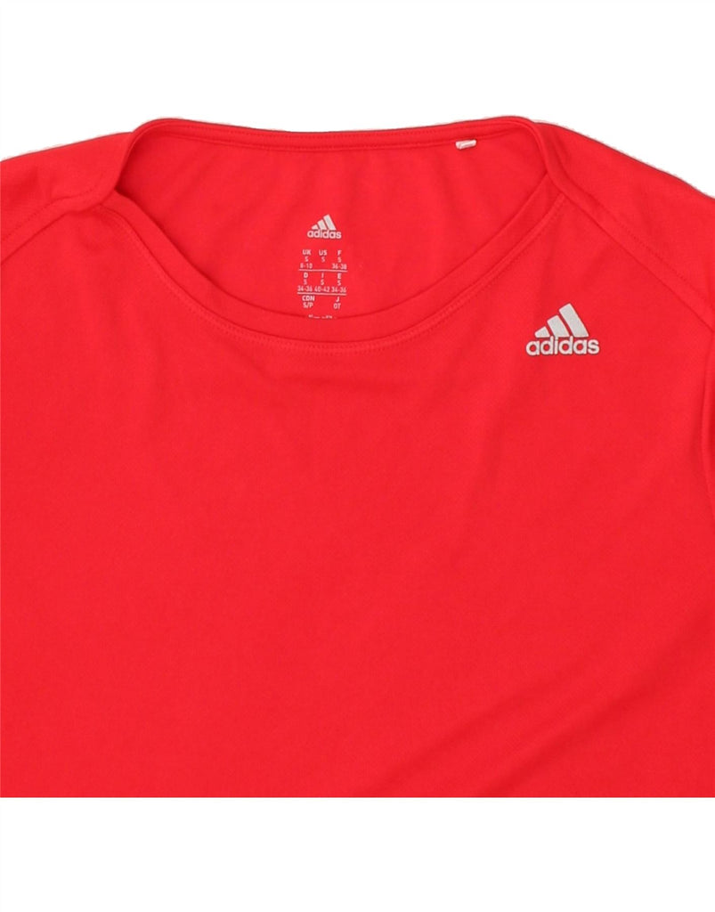 ADIDAS Womens Graphic T-Shirt Top UK 8/10 Small Red Polyester | Vintage Adidas | Thrift | Second-Hand Adidas | Used Clothing | Messina Hembry 