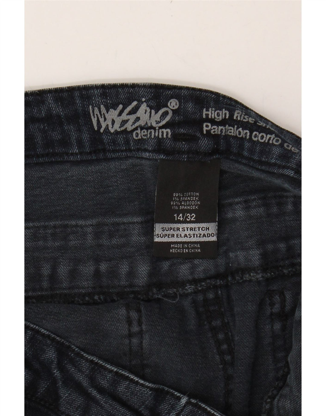MOSSIMO Womens Super Strech Denim Shorts US 14 Large W32 Navy Blue Vintage Mossimo and Second-Hand Mossimo from Messina Hembry 