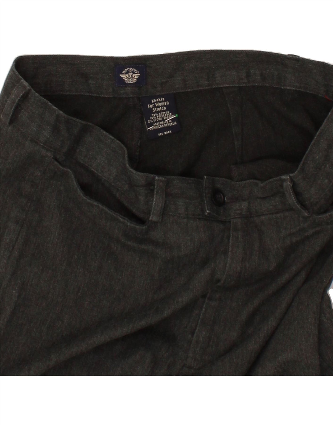 DOCKERS Womens Stretch Tapered Suit Trousers W30 L31 Grey Cotton Vintage Dockers and Second-Hand Dockers from Messina Hembry 