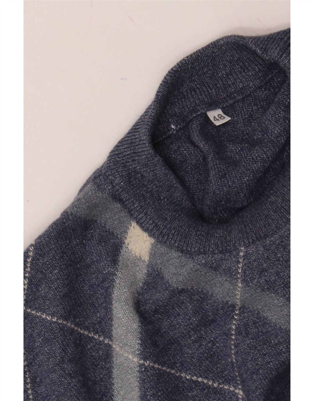 VINTAGE Mens Crew Neck Jumper Sweater IT 48 Medium Navy Blue Vintage Vintage and Second-Hand Vintage from Messina Hembry 