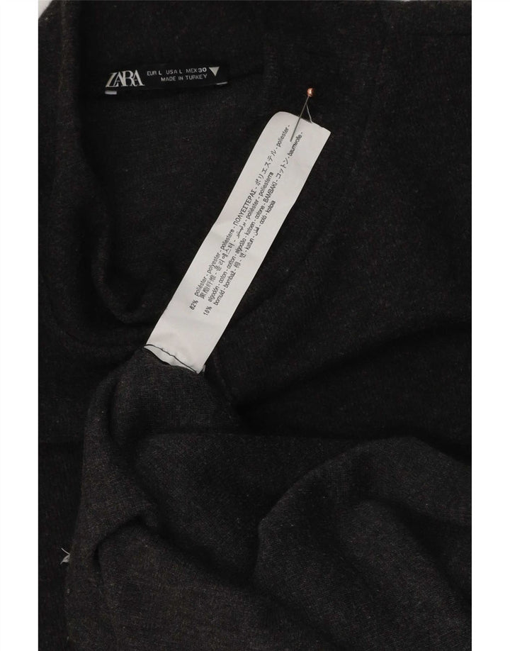 Zara Womens Jumper Dress UK 16 Large Grey Polyester