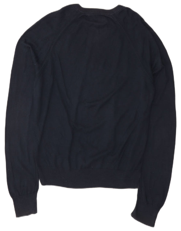 Penguin Mens V-Neck Jumper Sweater Large Navy Blue Cotton