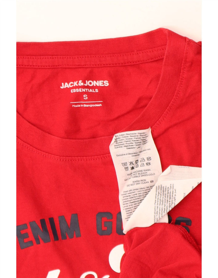 JACK & JONES Mens Graphic T-Shirt Top Small Red Cotton