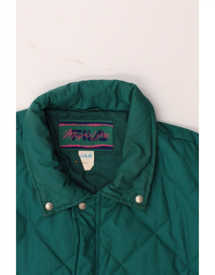 FILA Mens Quilted Jacket IT 54 2XL Green Polyester Vintage Fila and Second-Hand Fila from Messina Hembry 