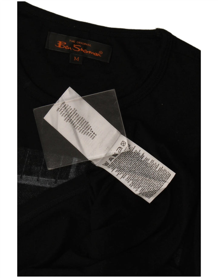 Ben Sherman Mens Graphic T-Shirt Top Medium Black Cotton