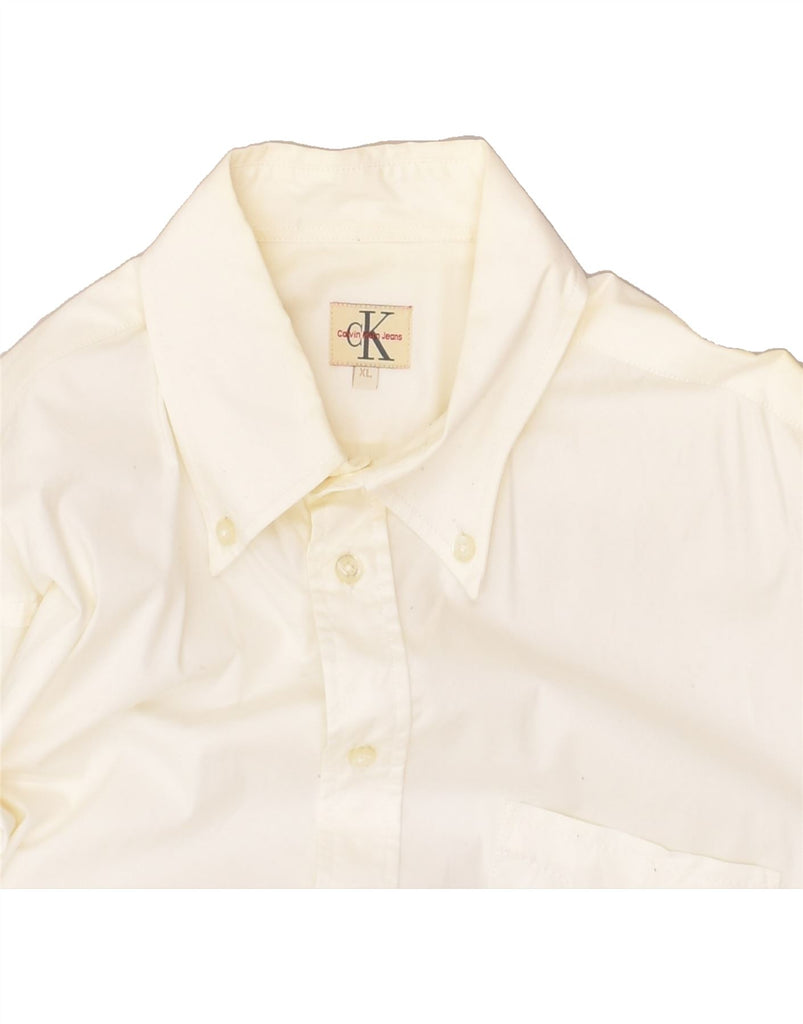 CALVIN KLEIN JEANS Mens Shirt XL Off White Cotton | Vintage Calvin Klein Jeans | Thrift | Second-Hand Calvin Klein Jeans | Used Clothing | Messina Hembry 