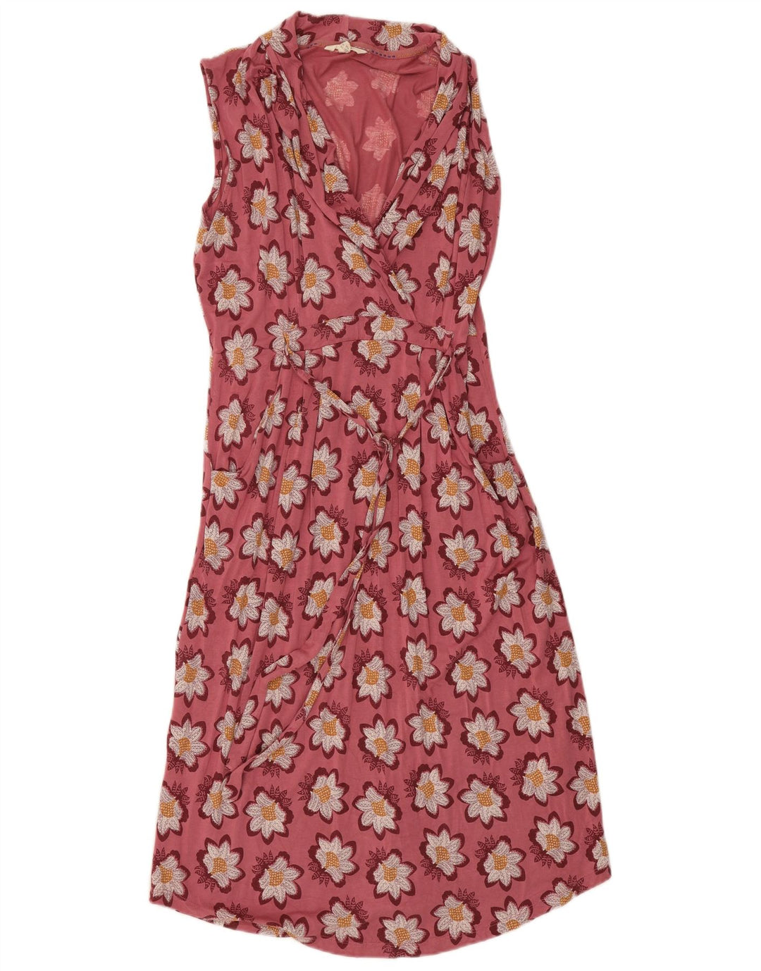 White Stuff Womens Sleeveless Basic Dress UK 14 Medium Pink Floral Viscose