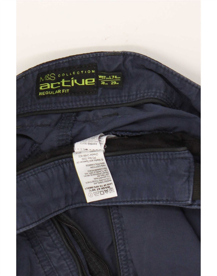 Marks & Spencer Mens Straight Regular Fit Cargo Trousers W38 L29 Navy Blue