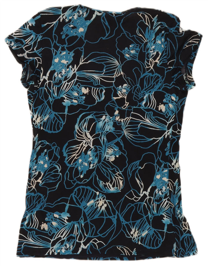 Calvin Klein Jeans Womens Blouse Top UK 12 Medium Navy Blue Floral