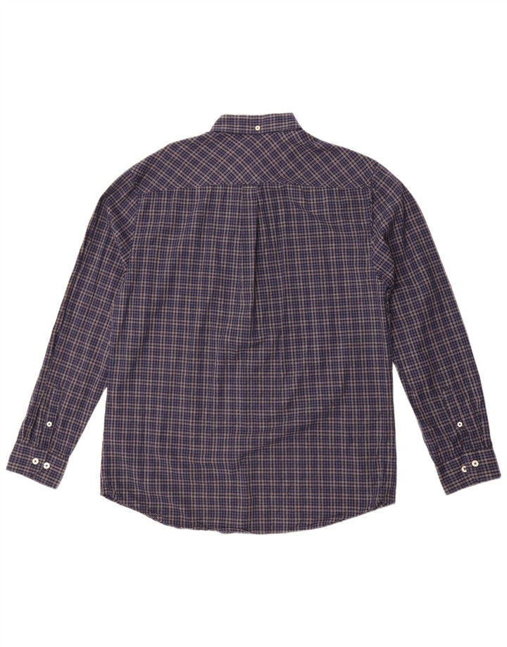 Ben Sherman Mens Shirt Large Navy Blue Check Cotton