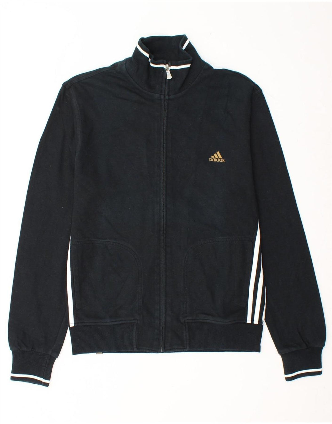 ADIDAS Mens Tracksuit Top Jacket UK 36/38 Small Black Cotton