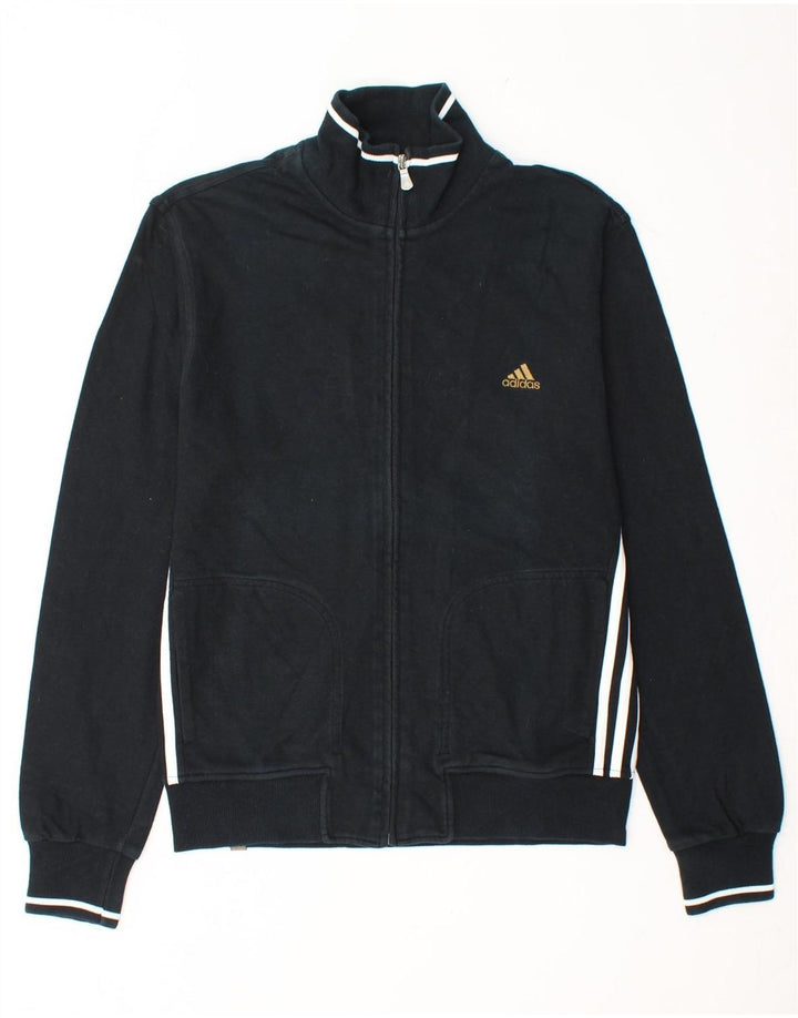 ADIDAS Mens Tracksuit Top Jacket UK 36/38 Small Black Cotton