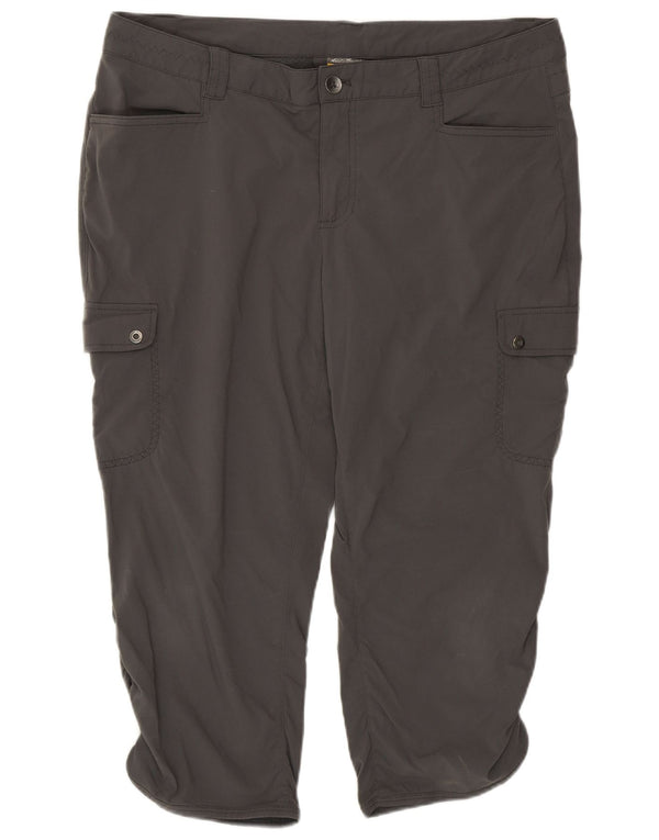 Eddie Bauer Womens Cargo Capri Trousers US 14 XL W36 L20 Grey Nylon
