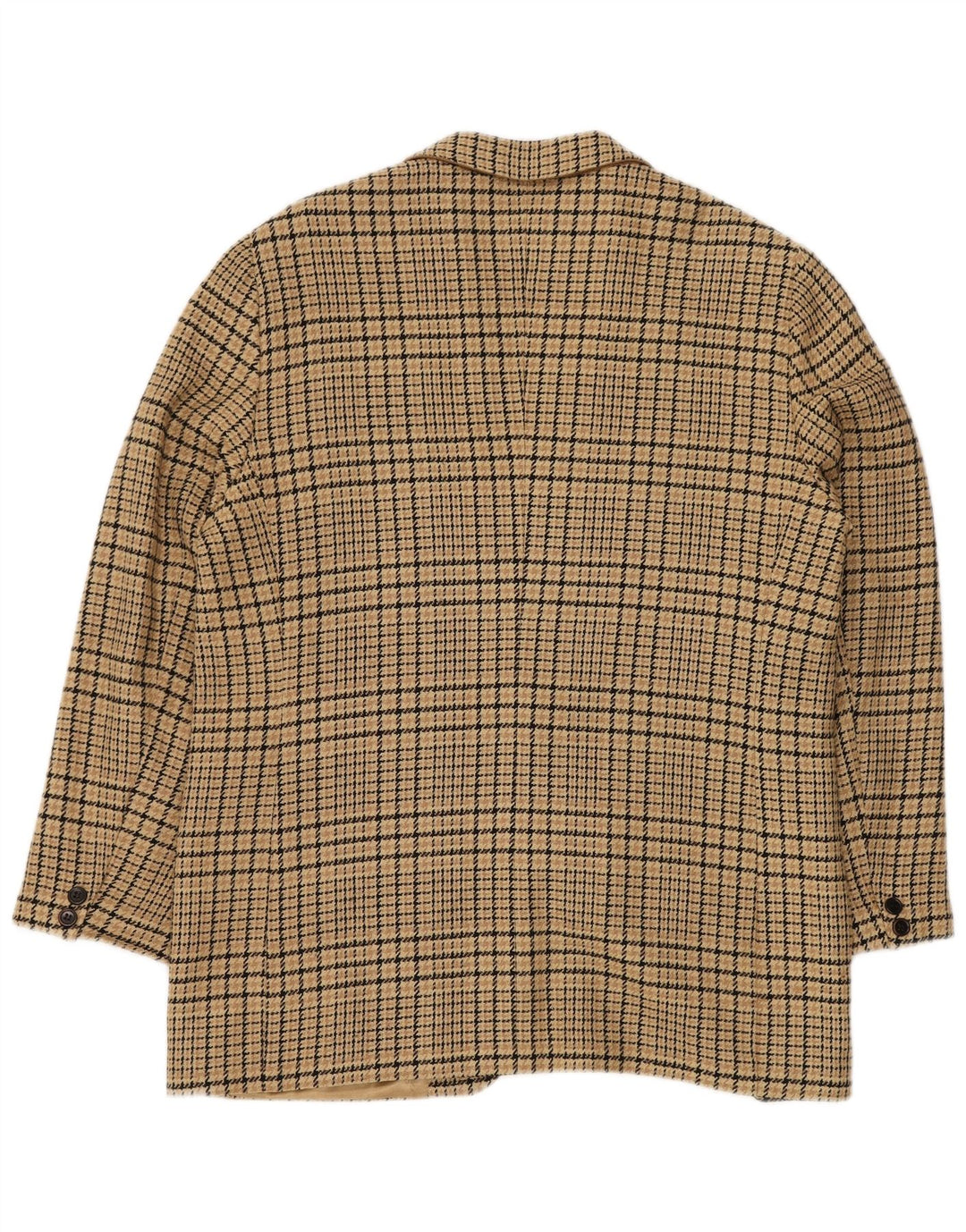 GENNY Womens 2 Button Blazer Jacket US 14 XL Beige Check Silk