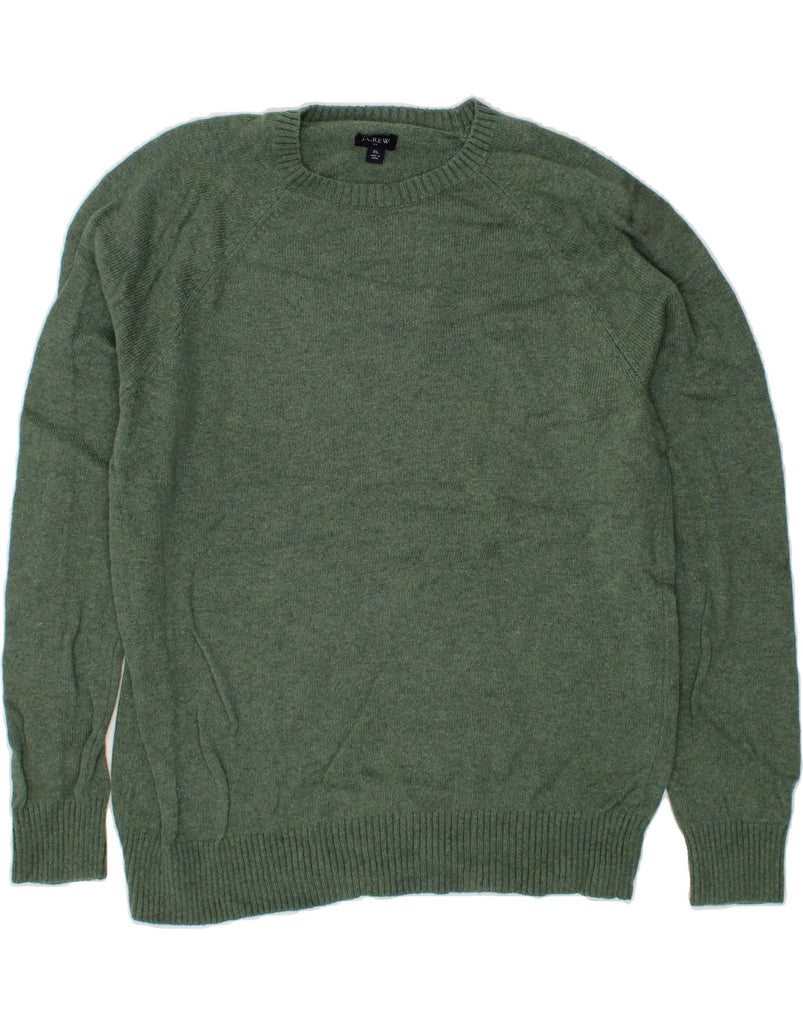 J. CREW Mens Crew Neck Jumper Sweater XL Green Polyester Vintage J. Crew and Second-Hand J. Crew from Messina Hembry 