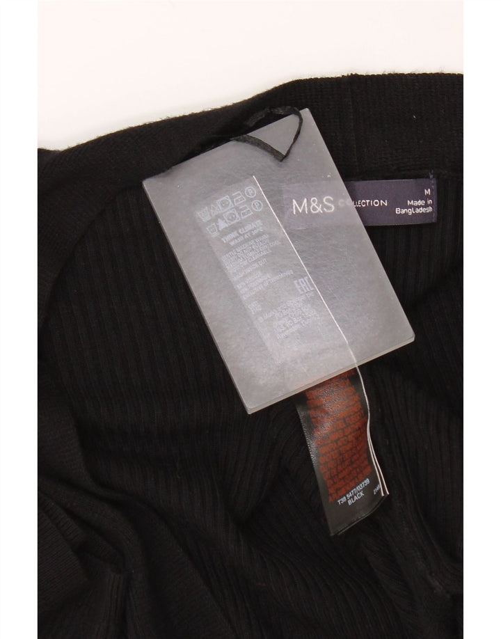 Marks & Spencer Womens Short Sleeve Cardigan Sweater UK 14 Medium Black