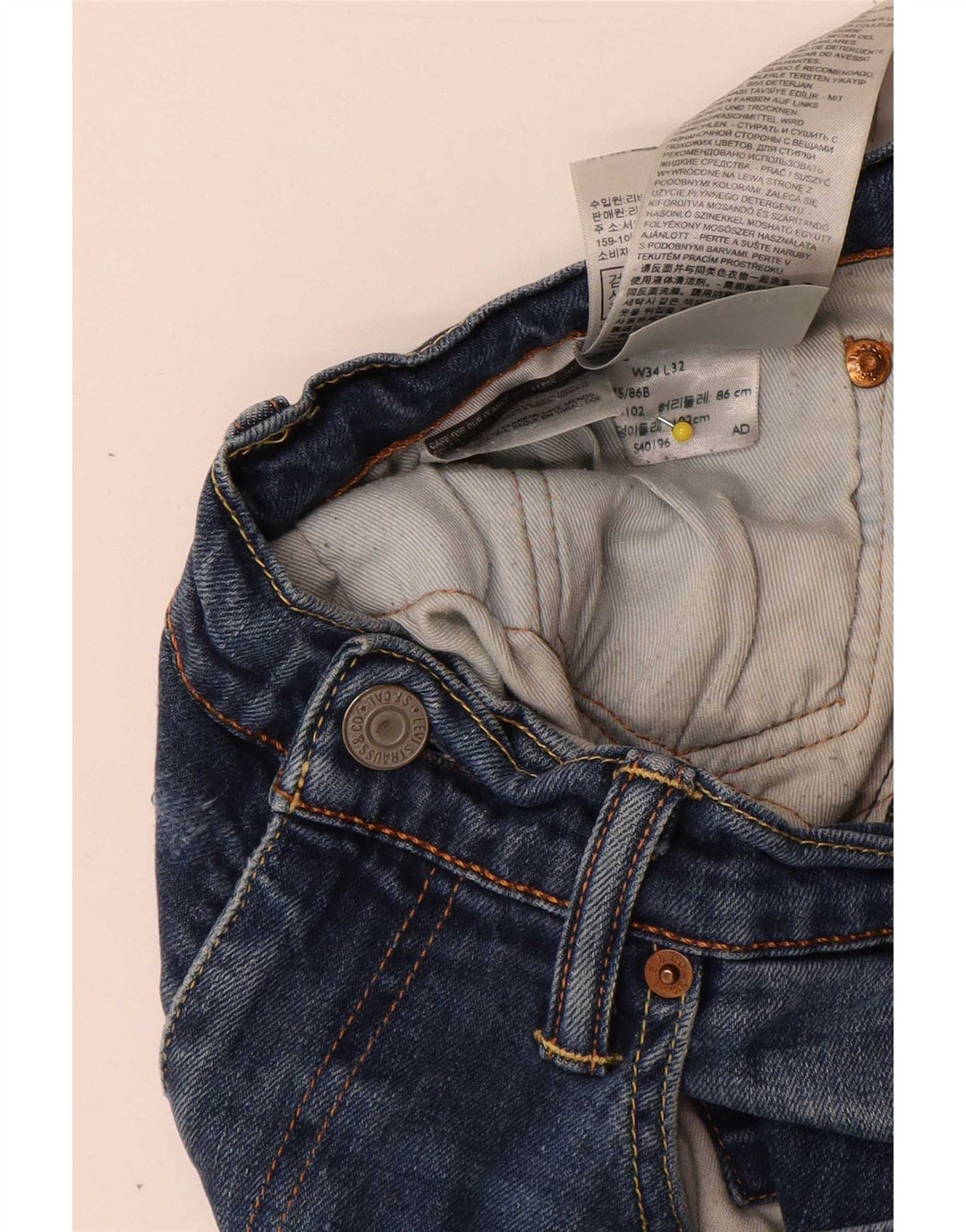 Levi's Mens Slim Jeans W34 L32 Blue Cotton