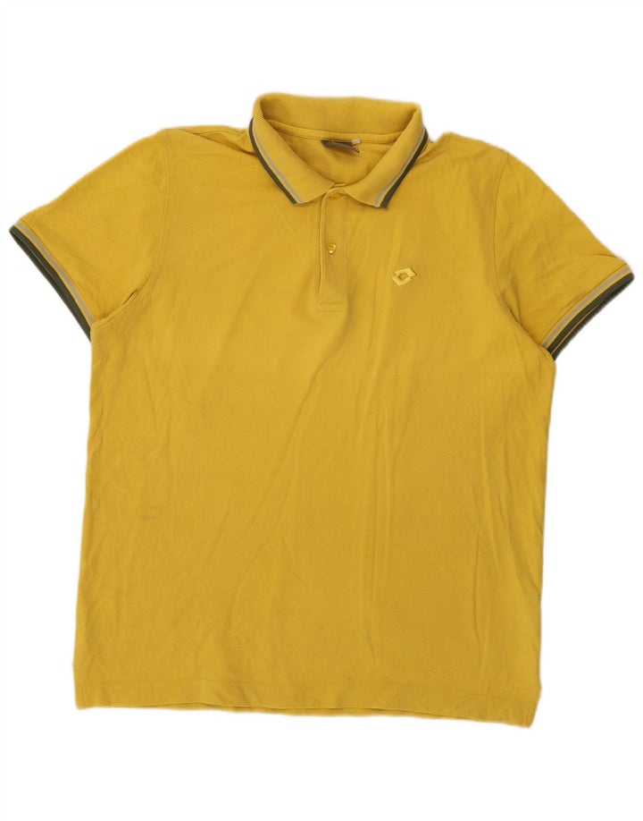 Lotto Mens Polo Shirt Medium Yellow Striped