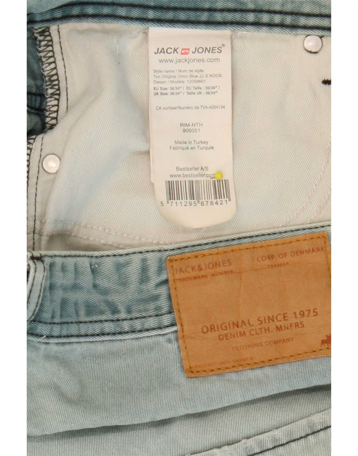 Jack & Jones Mens Tim Slim Jeans W36 L34 Blue Cotton