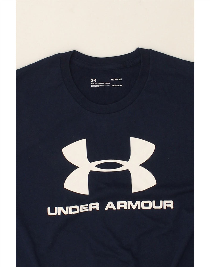 UNDER ARMOUR Mens Heat Gear Graphic T-Shirt Top Medium Navy Blue | Vintage Under Armour | Thrift | Second-Hand Under Armour | Used Clothing | Messina Hembry 