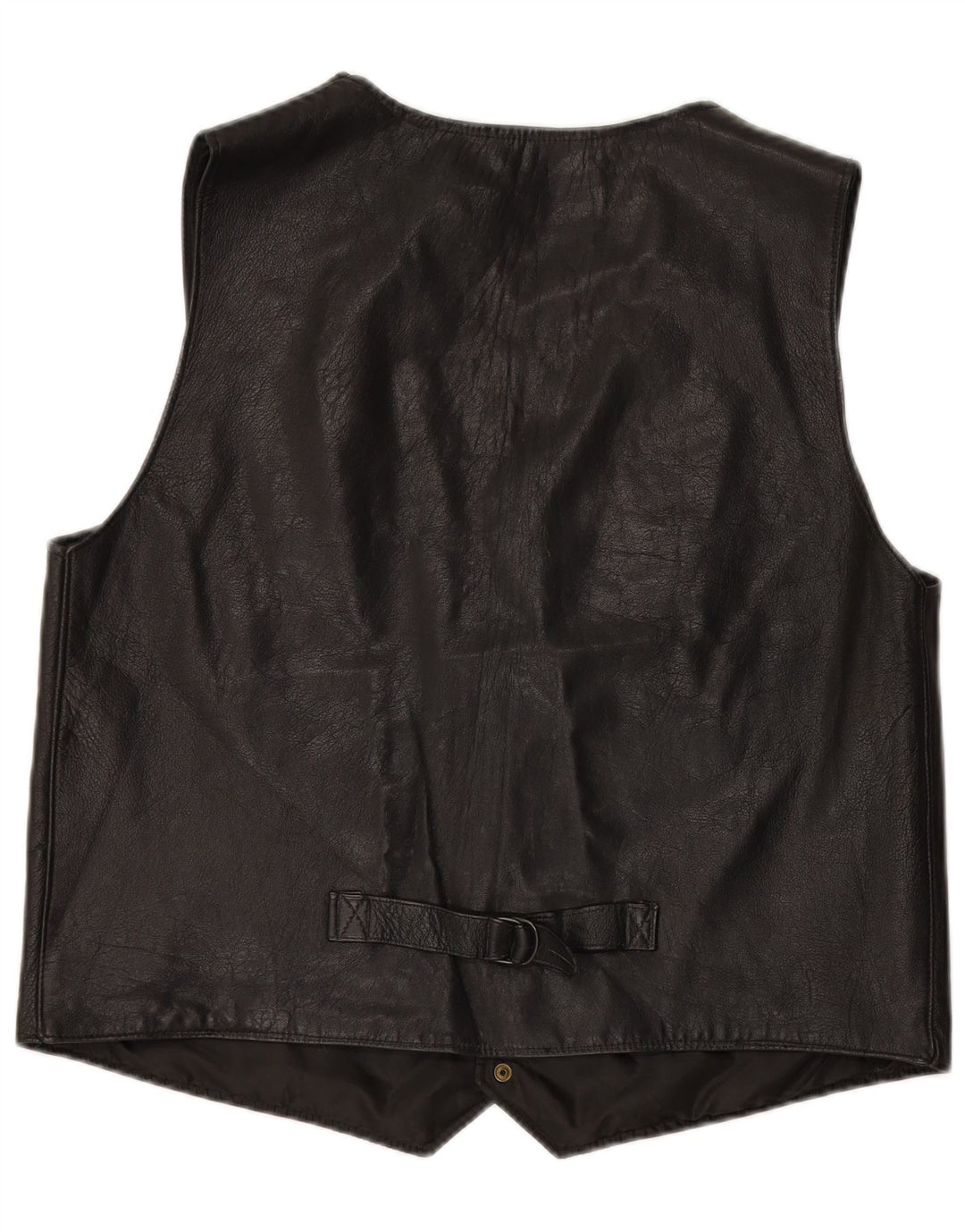 VINTAGE Mens Leather Waistcoat XL Black