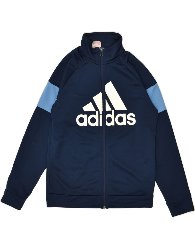 ADIDAS Boys Graphic Tracksuit Top Jacket 11-12 Years Navy Blue Colourblock | Vintage Adidas | Thrift | Second-Hand Adidas | Used Clothing | Messina Hembry 